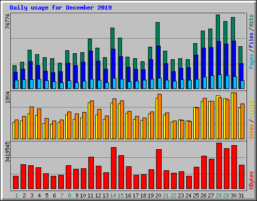 Daily usage for December 2019