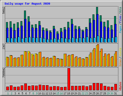 Daily usage for August 2020