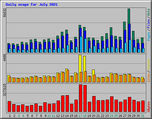 Daily usage for July 2021