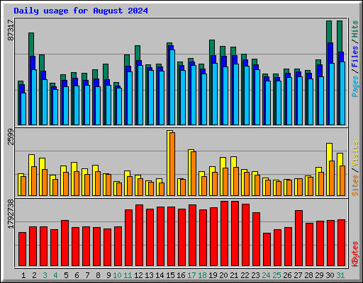 Daily usage for August 2024